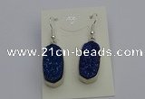 NGE5125 10*22mm - 12*25mm freeform plated druzy quartz earrings