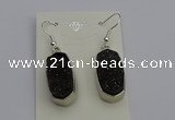 NGE5127 10*22mm - 12*25mm freeform plated druzy quartz earrings