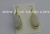 NGE5130 10*22mm - 12*25mm freeform plated druzy quartz earrings