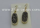 NGE5131 10*22mm - 12*25mm freeform plated druzy quartz earrings