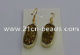 NGE5132 10*22mm - 12*25mm freeform plated druzy quartz earrings