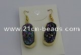 NGE5134 10*22mm - 12*25mm freeform plated druzy quartz earrings