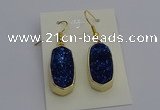 NGE5135 10*22mm - 12*25mm freeform plated druzy quartz earrings