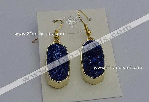 NGE5135 10*22mm - 12*25mm freeform plated druzy quartz earrings