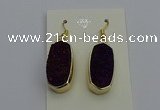 NGE5136 10*22mm - 12*25mm freeform plated druzy quartz earrings