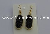 NGE5137 10*22mm - 12*25mm freeform plated druzy quartz earrings