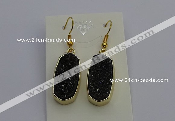 NGE5137 10*22mm - 12*25mm freeform plated druzy quartz earrings