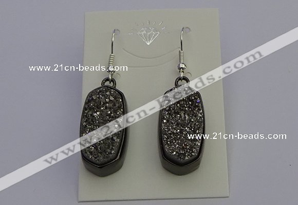 NGE5141 10*22mm - 12*25mm freeform plated druzy quartz earrings