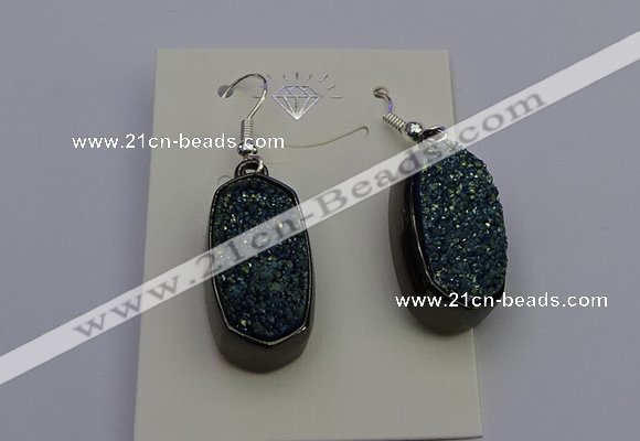 NGE5143 10*22mm - 12*25mm freeform plated druzy quartz earrings