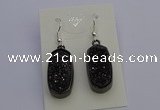 NGE5146 10*22mm - 12*25mm freeform plated druzy quartz earrings