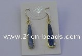 NGE5157 8*25mm flat teardrop blue kyanite earrings wholesale