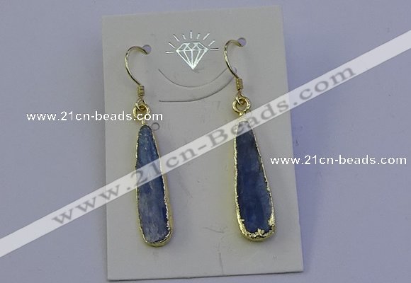 NGE5157 8*25mm flat teardrop blue kyanite earrings wholesale