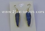 NGE5158 8*25mm flat teardrop blue kyanite earrings wholesale