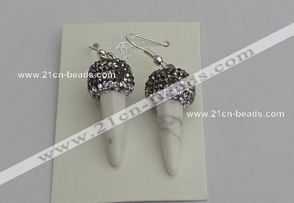 NGE5161 10*30mm faceted cone white howlite turquoise earrings