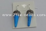 NGE5166 10*30mm faceted cone white howlite turquoise earrings