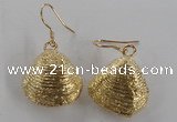 NGE54 18*20mm - 20*22mm freeform plated shell fossil earrings