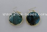 NGE58 30mm flat round agate gemstone earrings wholesale