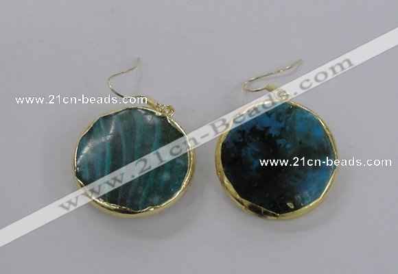 NGE58 30mm flat round agate gemstone earrings wholesale