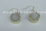 NGE68 15mm coin druzy agate gemstone earrings wholesale