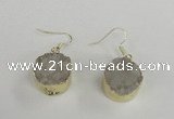 NGE70 18mm coin druzy agate gemstone earrings wholesale