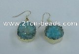 NGE71 18mm coin druzy agate gemstone earrings wholesale