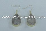 NGE73 13*18mm teardrop druzy agate gemstone earrings wholesale