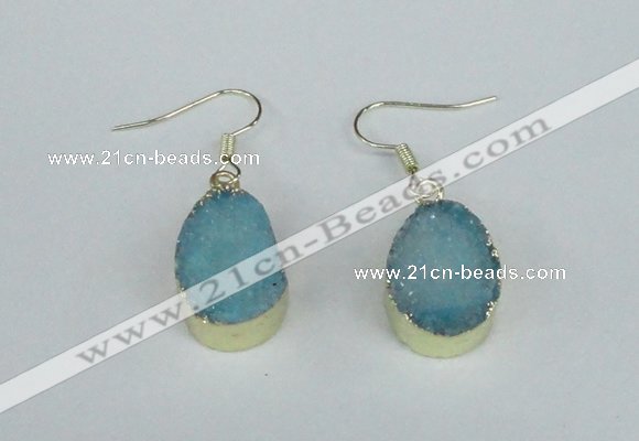 NGE74 13*18mm teardrop druzy agate gemstone earrings wholesale