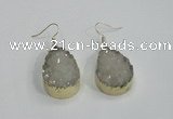 NGE76 20*30mm teardrop druzy agate gemstone earrings wholesale