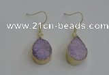 NGE81 13*18mm teardrop druzy agate gemstone earrings wholesale