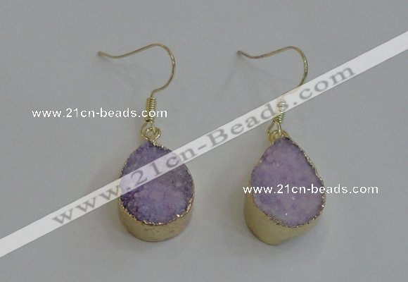 NGE81 13*18mm teardrop druzy agate gemstone earrings wholesale