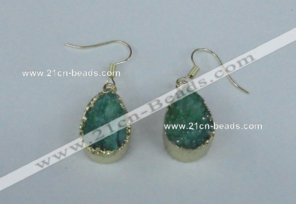 NGE83 13*18mm teardrop druzy agate gemstone earrings wholesale