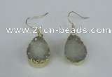 NGE85 15*20mm teardrop druzy agate gemstone earrings wholesale