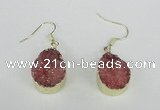 NGE86 15*20mm teardrop druzy agate gemstone earrings wholesale