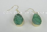 NGE88 15*20mm teardrop druzy agate gemstone earrings wholesale