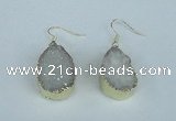 NGE90 18*25mm teardrop druzy agate gemstone earrings wholesale