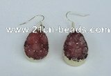 NGE91 18*25mm teardrop druzy agate gemstone earrings wholesale