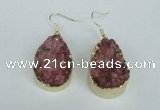 NGE96 20*30mm teardrop druzy agate gemstone earrings wholesale