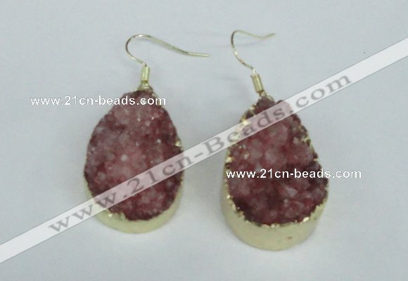 NGE96 20*30mm teardrop druzy agate gemstone earrings wholesale