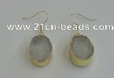 NGE98 15*20mm oval druzy agate gemstone earrings wholesale