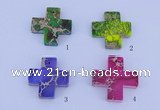 NGP01 5PCS 35*35mm cross dyed imperial jasper pendants wholesale