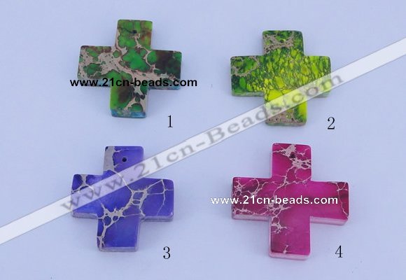 NGP01 5PCS 35*35mm cross dyed imperial jasper pendants wholesale