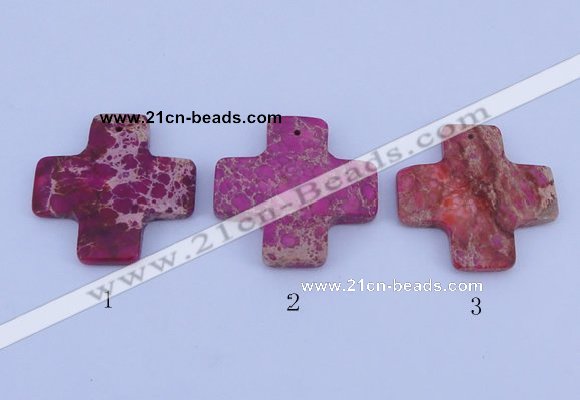 NGP03 5PCS 45*45mm cross dyed imperial jasper pendants wholesale