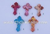 NGP04 5PCS 38*60mm cross dyed imperial jasper pendants wholesale