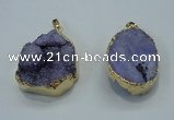 NGP1029 25*35mm - 35*45mm freeform druzy agate beads pendant