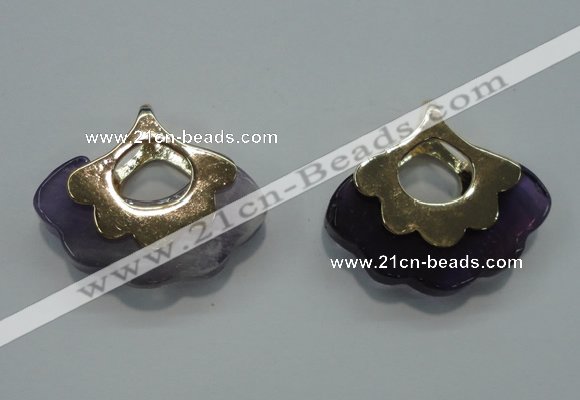 NGP1071 8*25*28mm amethyst gemstone pendants with brass setting