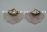 NGP1076 8*40*50mm rose quartz pendants with brass setting