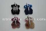 NGP1082 30*40mm agate gemstone pendants with brass setting