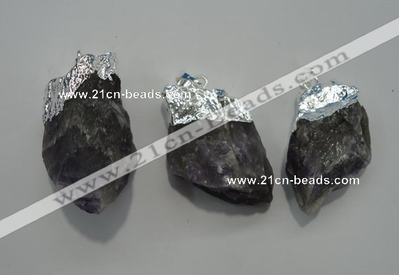 NGP1087 20*30mm - 25*50mm nuggets amethyst gemstone pendants