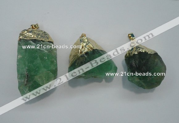 NGP1088 20*30mm - 25*50mm nuggets green fluorite pendants