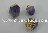 NGP1093 18*25mm - 25*40mm faceted nuggets amethyst pendants